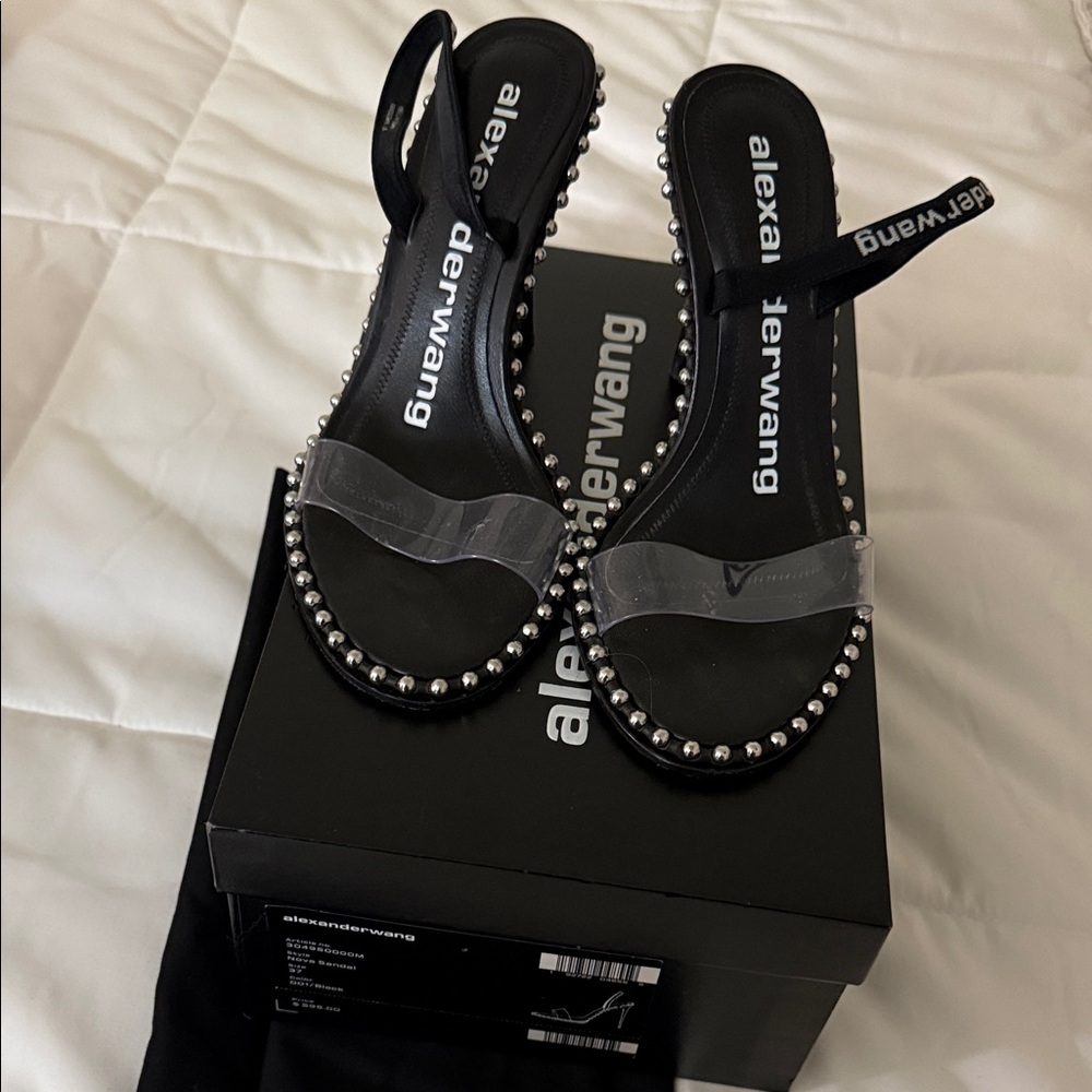Alexander Wang Nova Sandal Black Sandals with Silver Accents